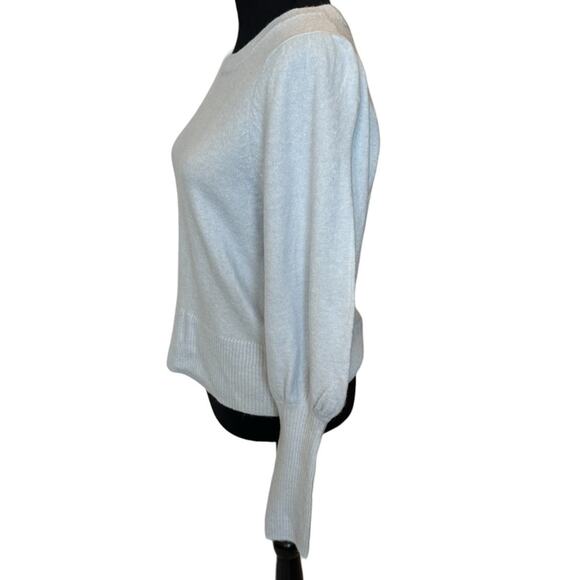 New ~ CECE ~ Beautiful baby blue PUFF Long Sleeve Crew Neck Sweater S - Picture 3 of 5